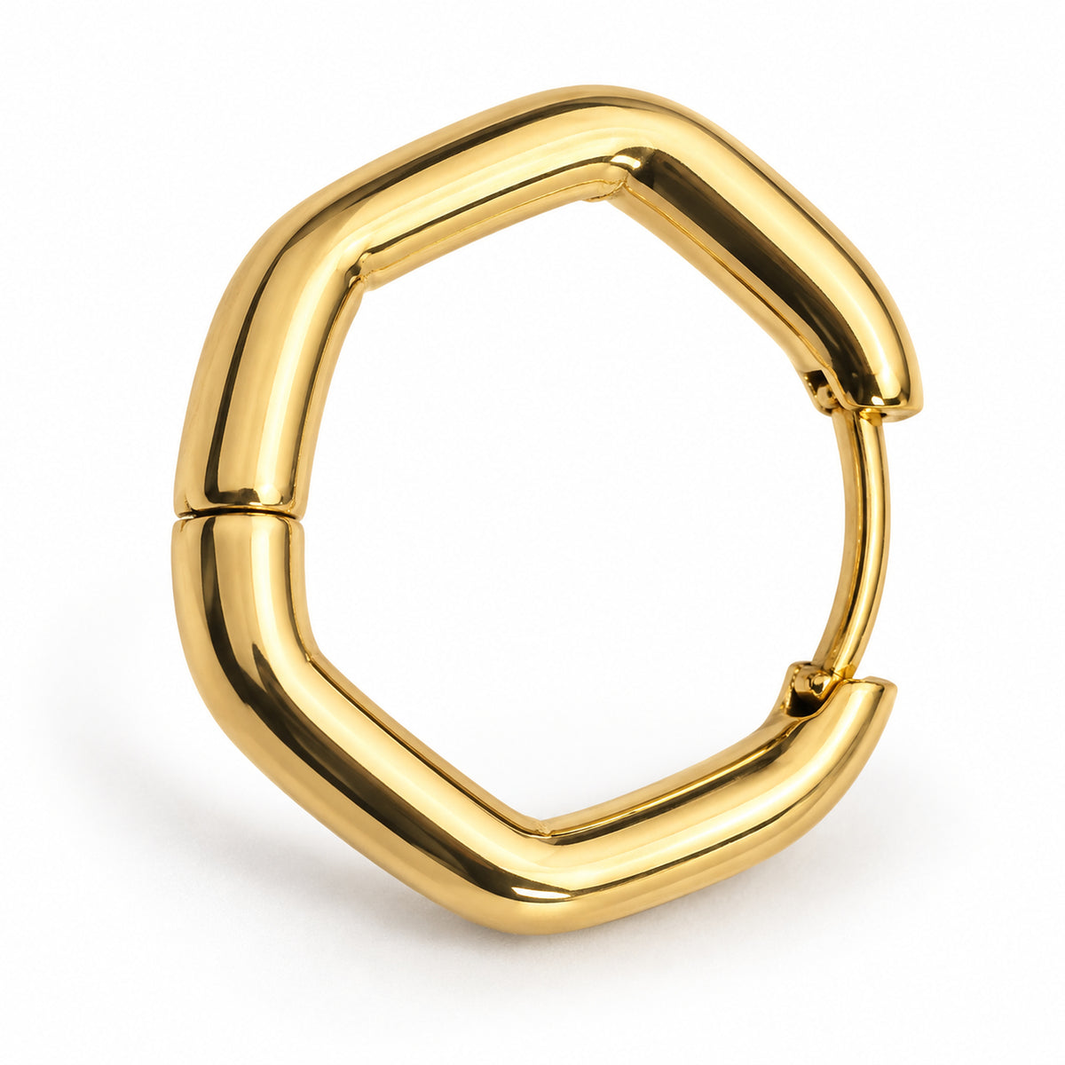 Geometric Octagon Hoop Earrings detail view