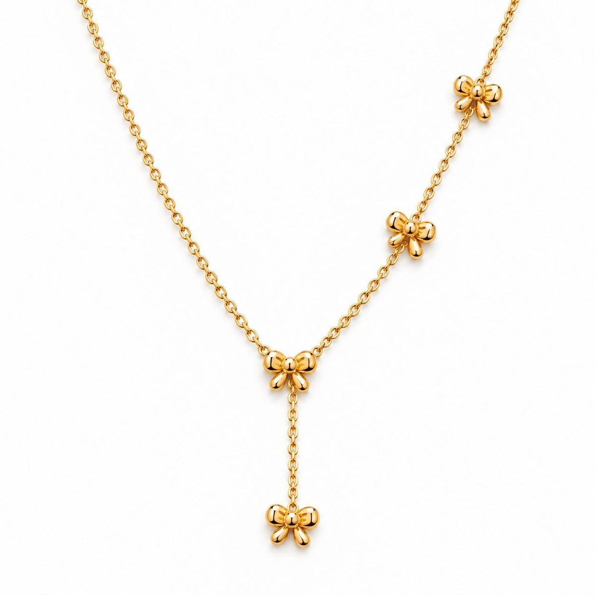 Golden Bow Lariat Necklace - Main