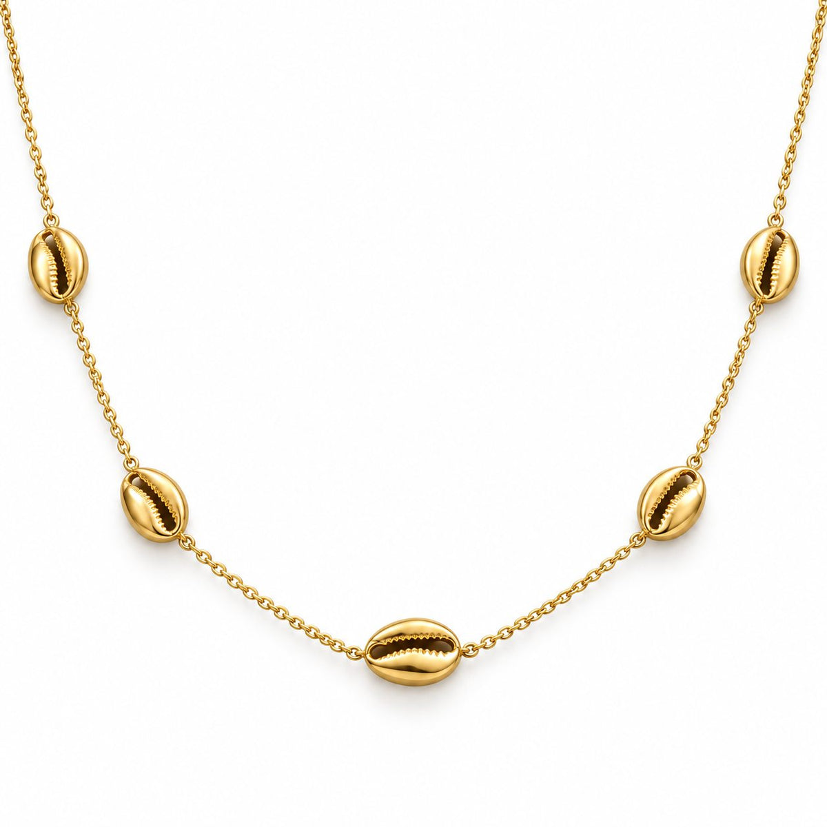 Golden Cowrie Station Necklace - Main