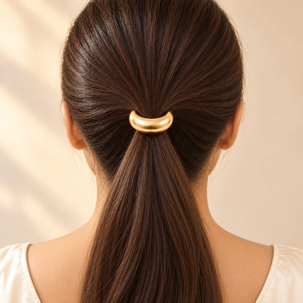 Golden Crescent Hair Tie - Model
