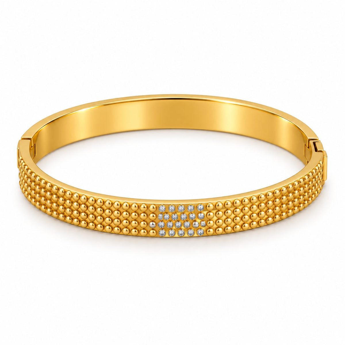 Golden Dotted Oval Crystal Bangle - Main