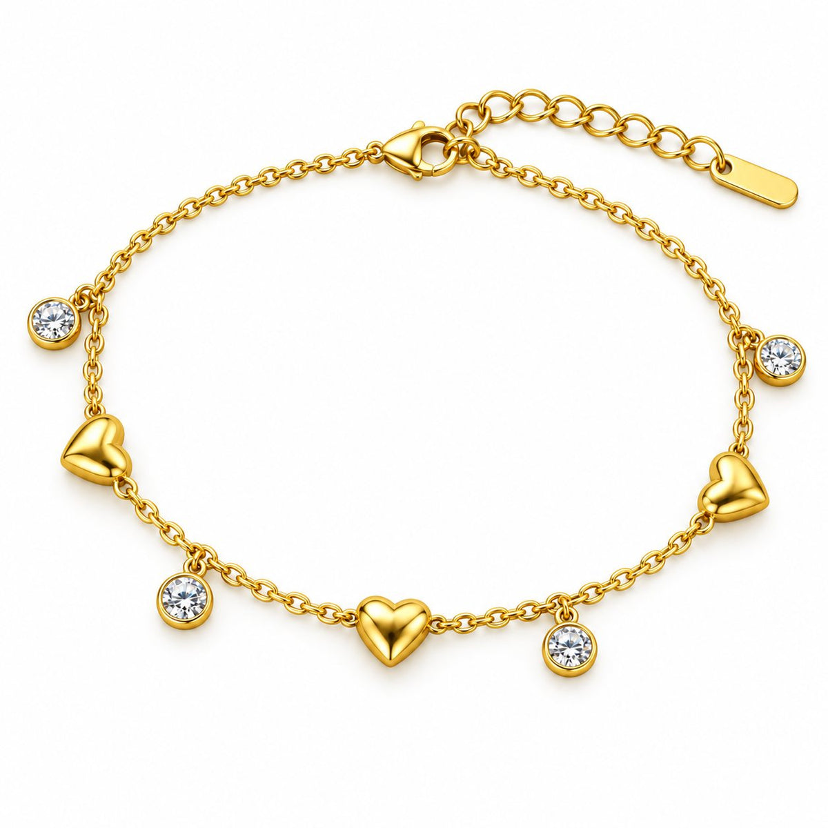 Golden Heart and Crystal Bracelet - Main