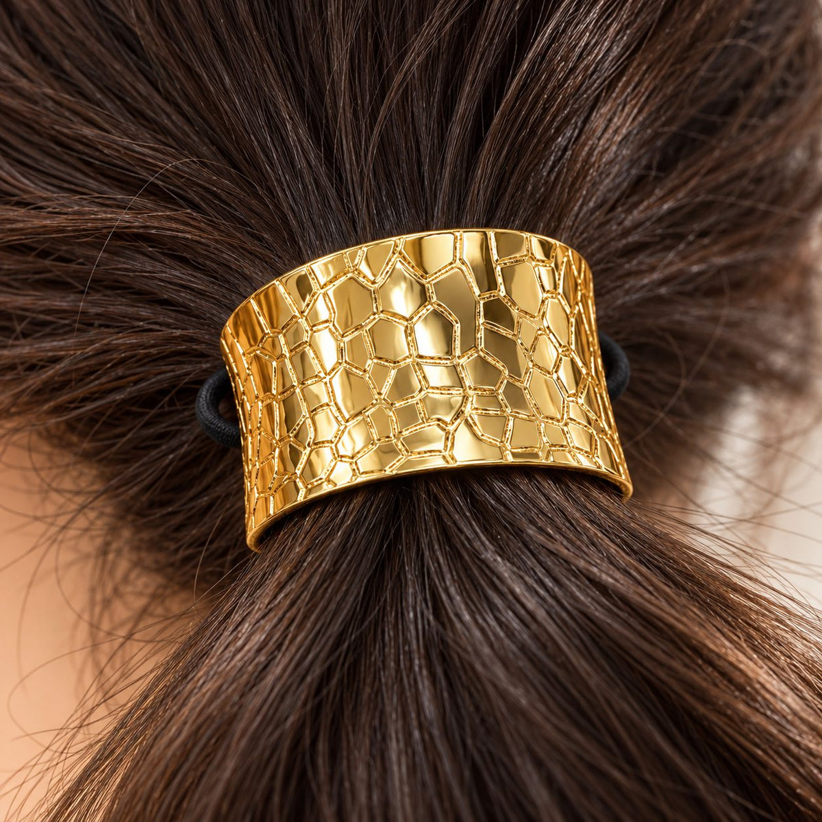 Golden Mosaic Hair Cuff - Macro