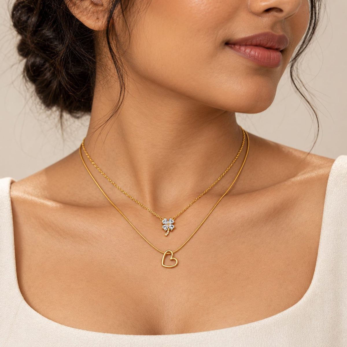 Golden Open Heart Necklace - Stacking
