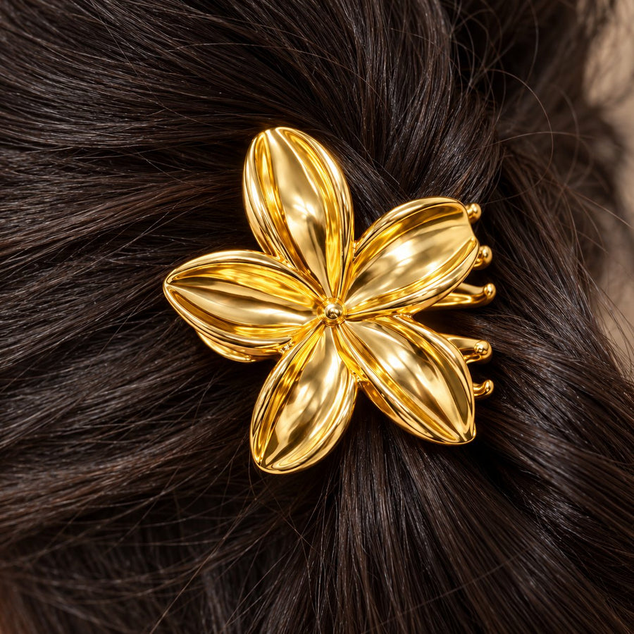 Golden Petal Flower Hair Tie - Macro