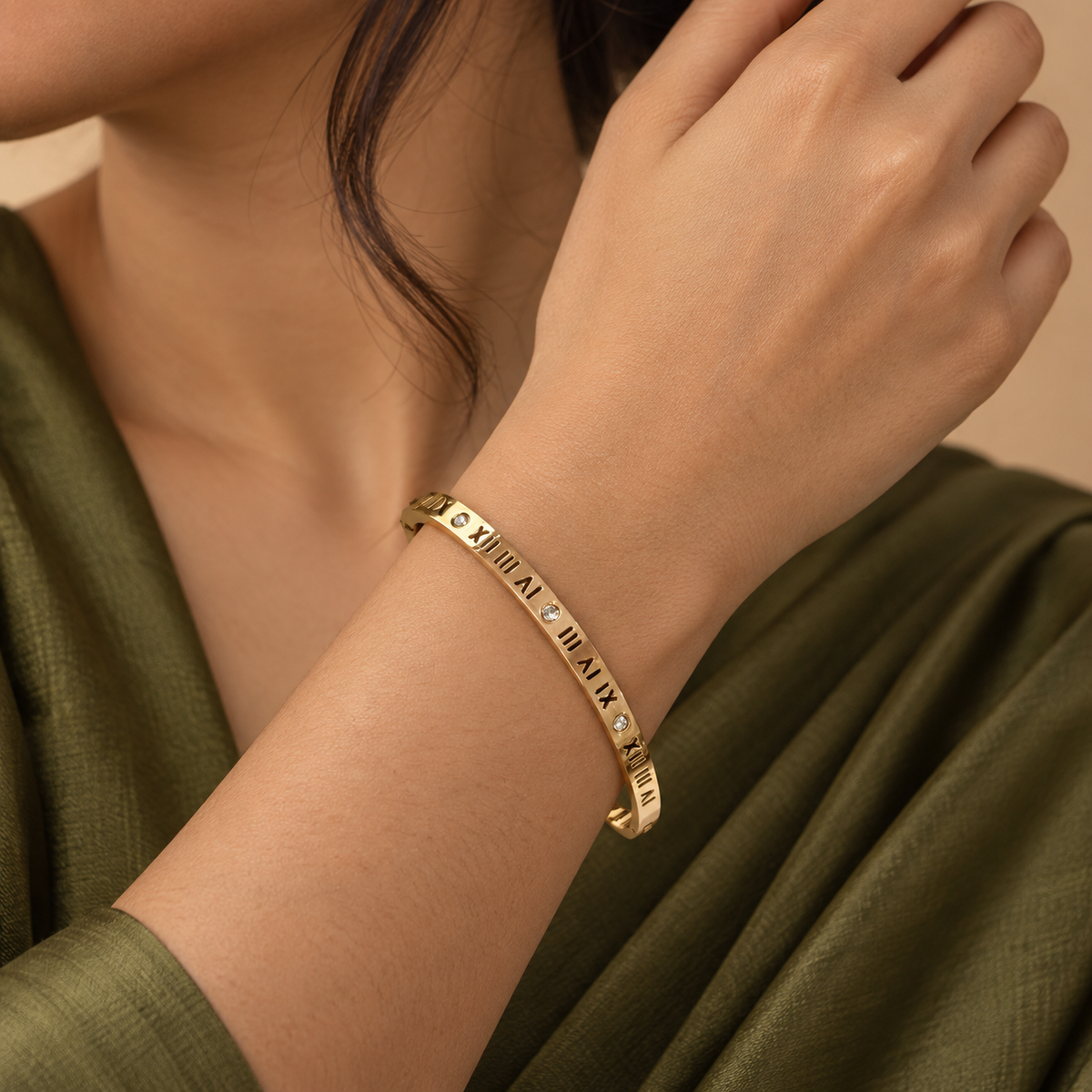 Golden Roman Bangle - Model