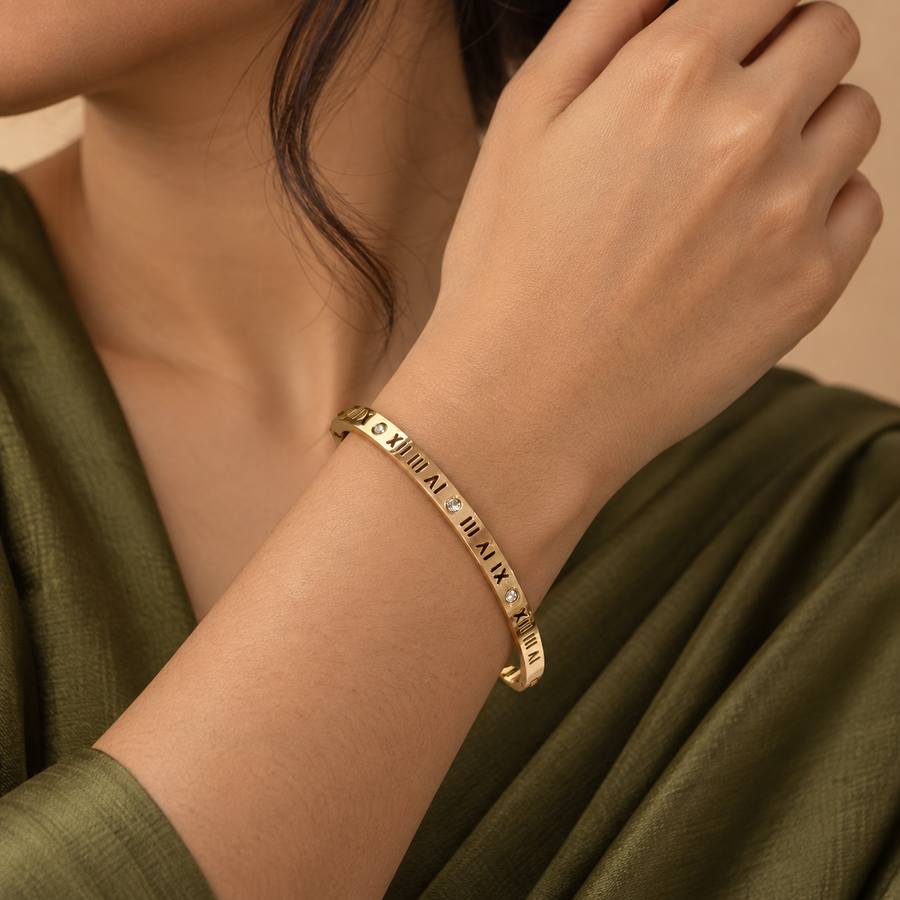 Golden Roman Bangle - Model