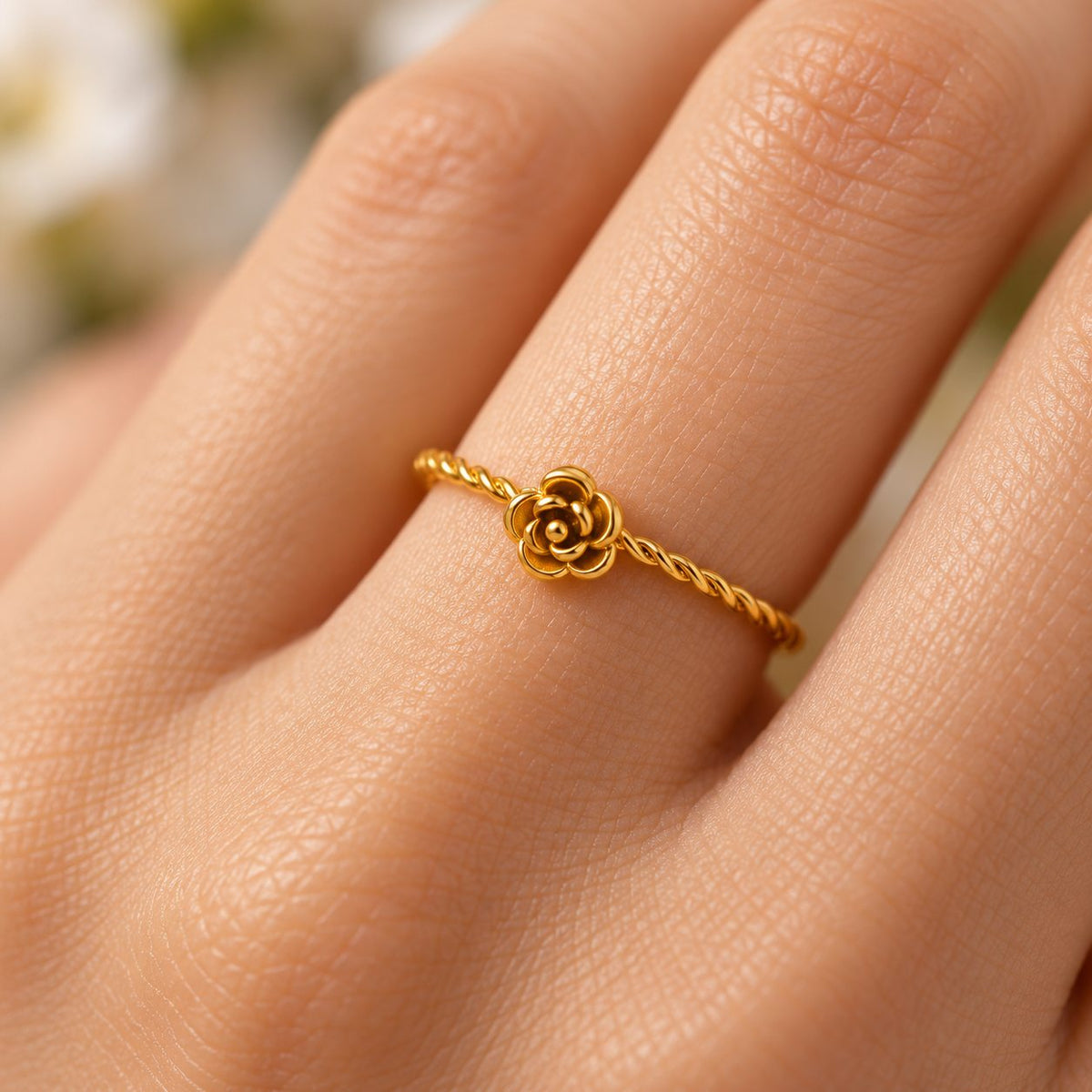 Golden Rose Twist Ring - Macro