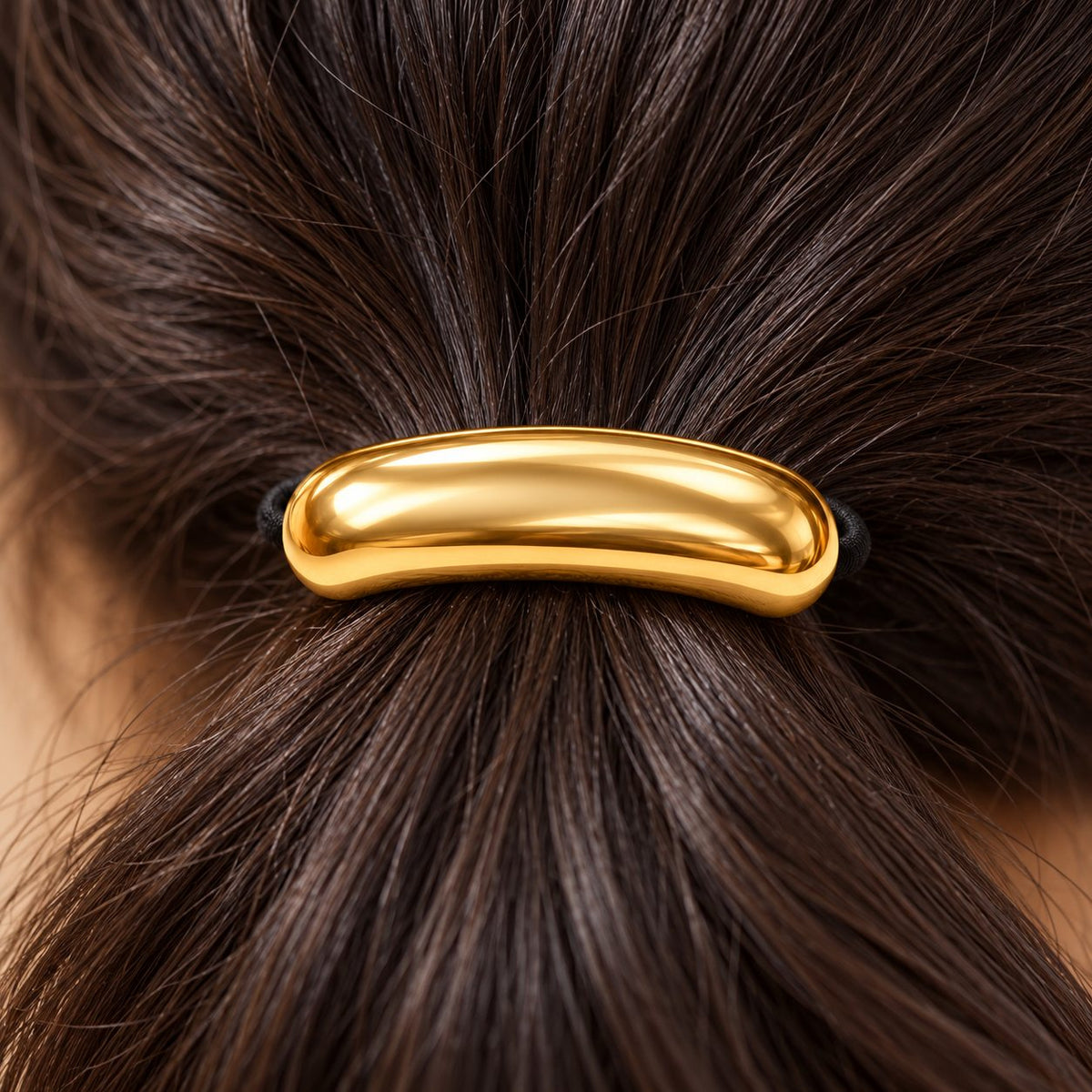 Golden Rounded Bar Hair Tie - Macro