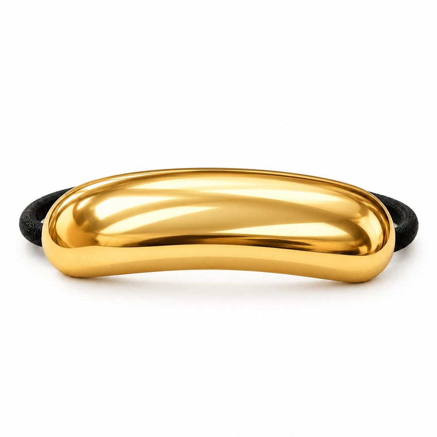 Golden Rounded Bar Hair Tie - Main