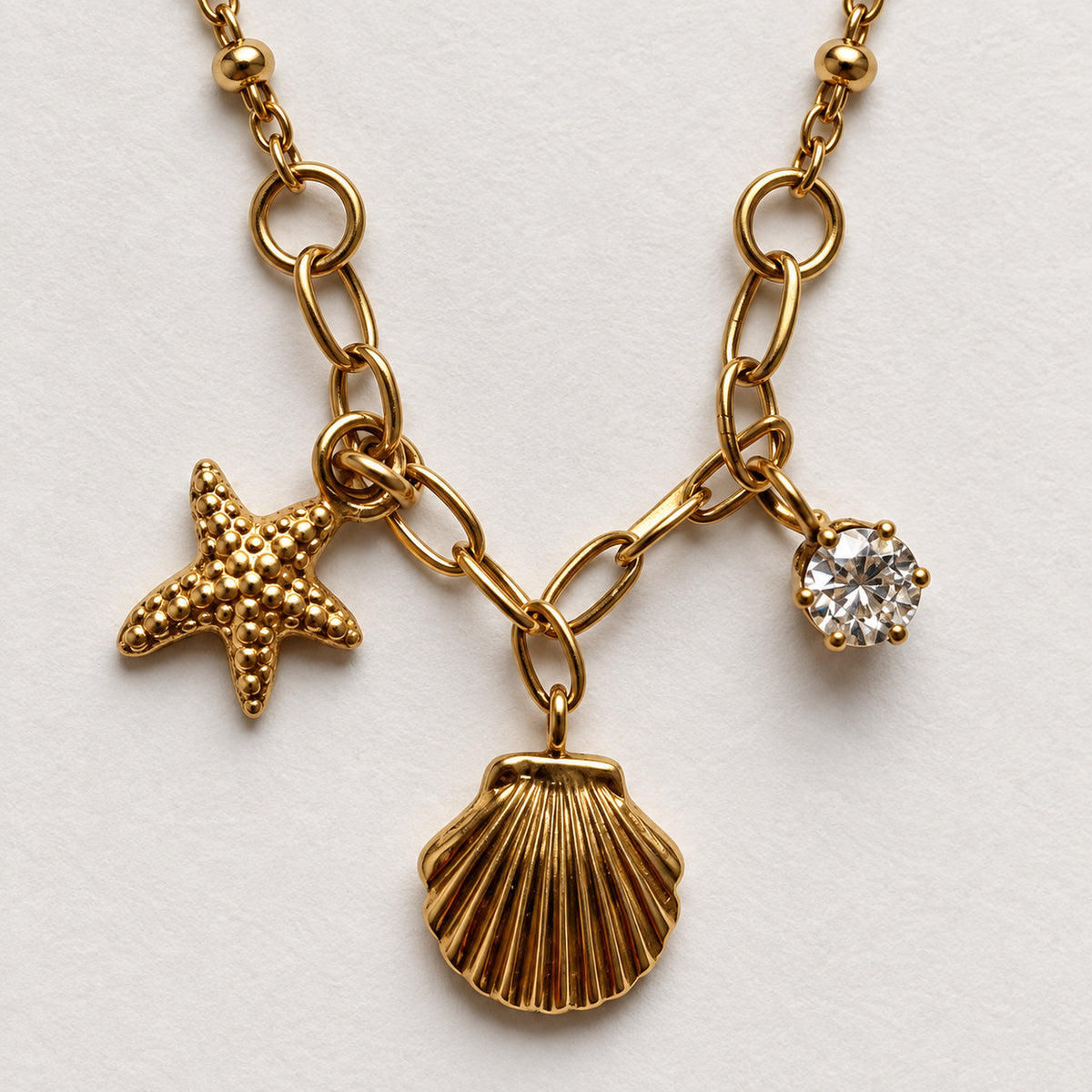 Golden Sea Charm Necklace detail view