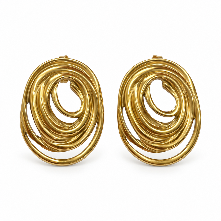 Golden Spiral Orbit Stud Earrings - Main