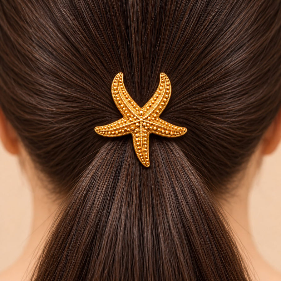 Golden Starfish Hair Tie - Macro