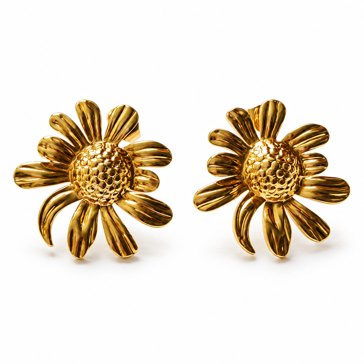 Golden Sunflower Stud Earrings - Main