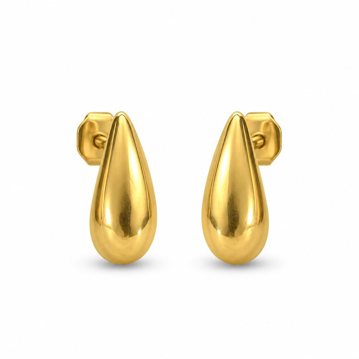 Golden Teardrop Stud Earrings - Main