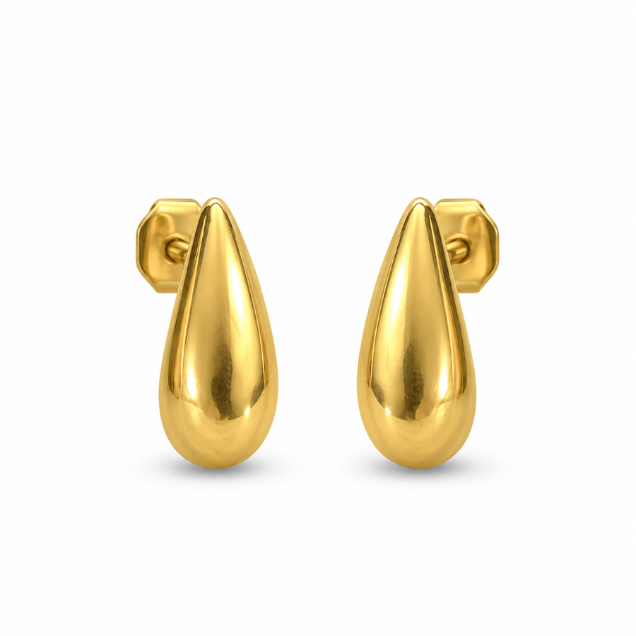 Golden Teardrop Stud Earrings - Main