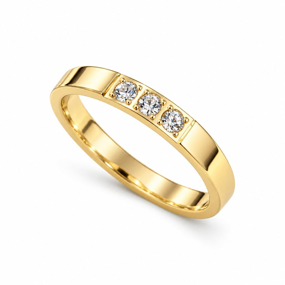 Golden Three Crystal Band Ring - Main