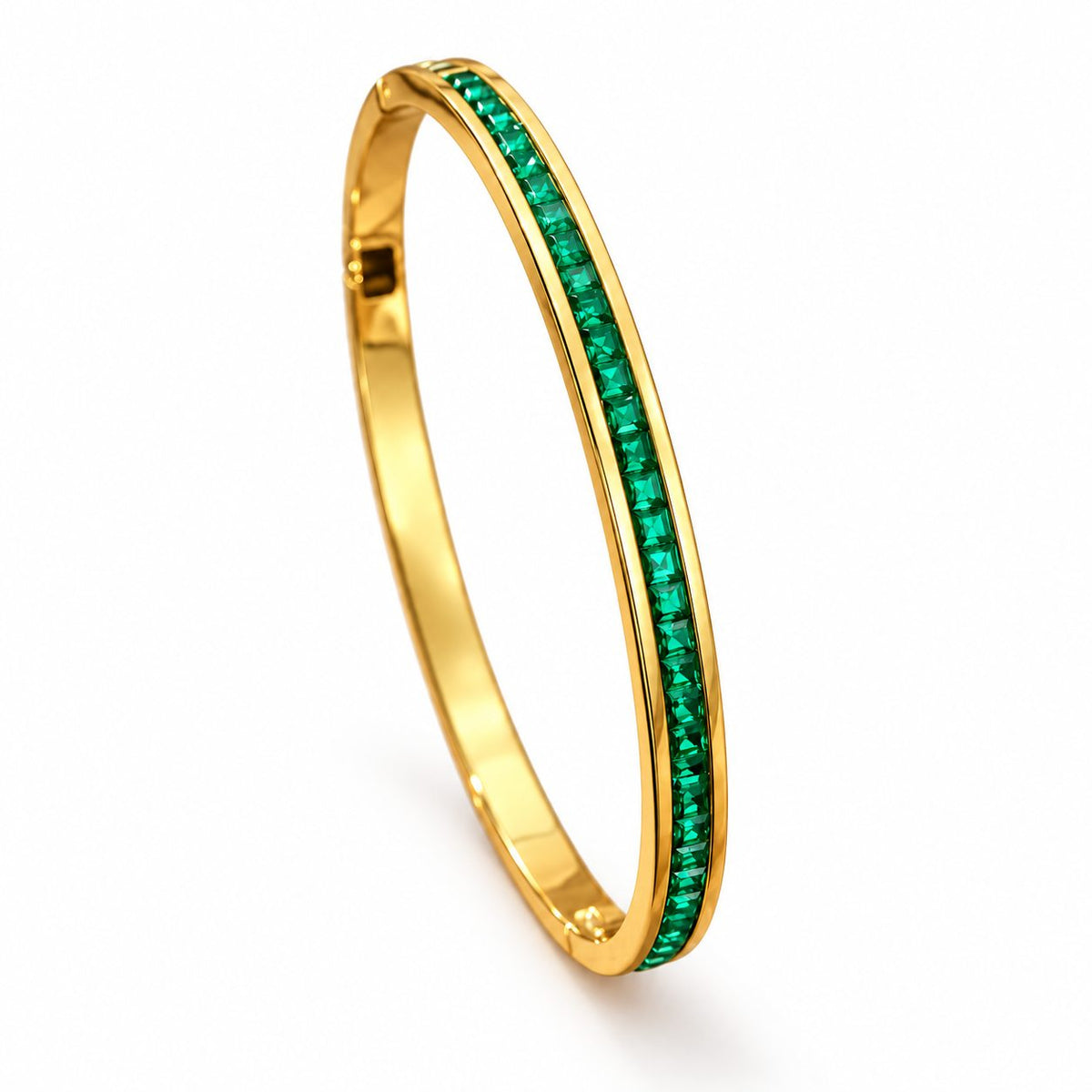 Green Crystal Channel Bangle - Main