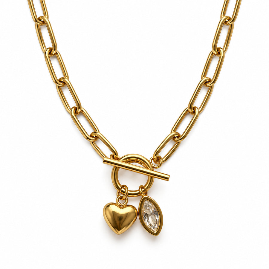 Heart And Crystal Toggle Necklace product view