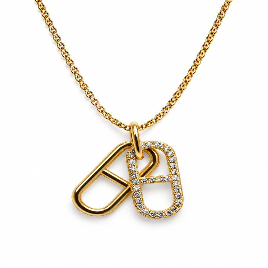 Interlocking Crystal Link Pendant Necklace product view