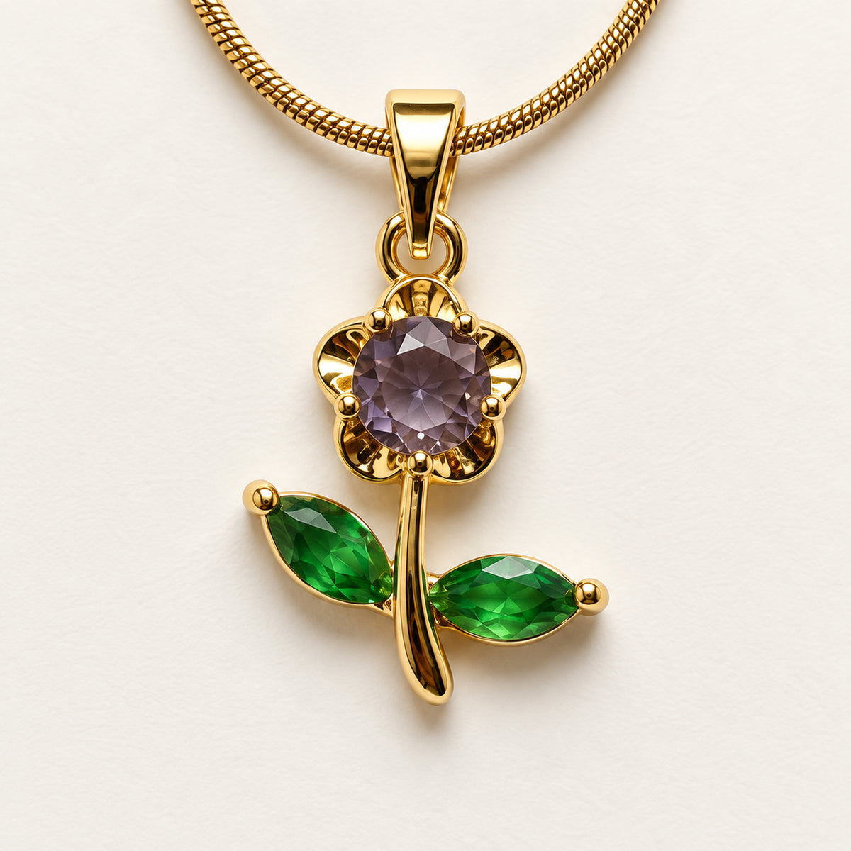 Lavender Blossom Pendant Necklace detail view