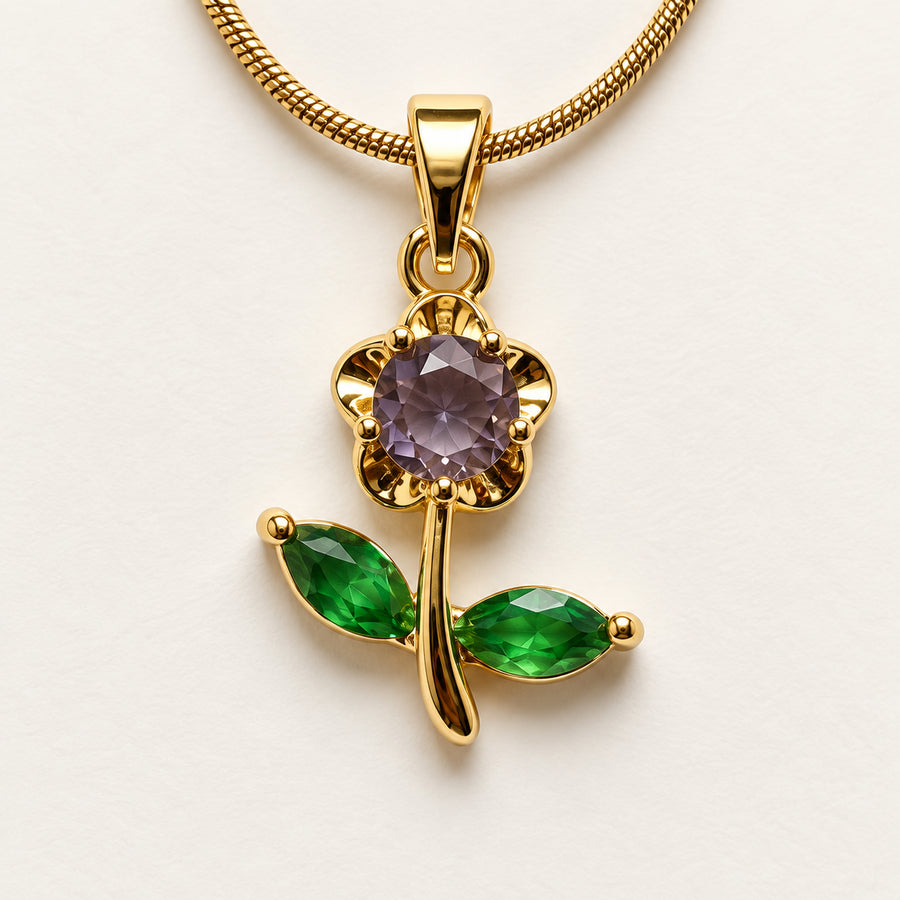 Lavender Blossom Pendant Necklace detail view