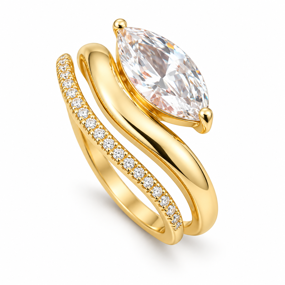Marquise Crystal Layered Ring - Main