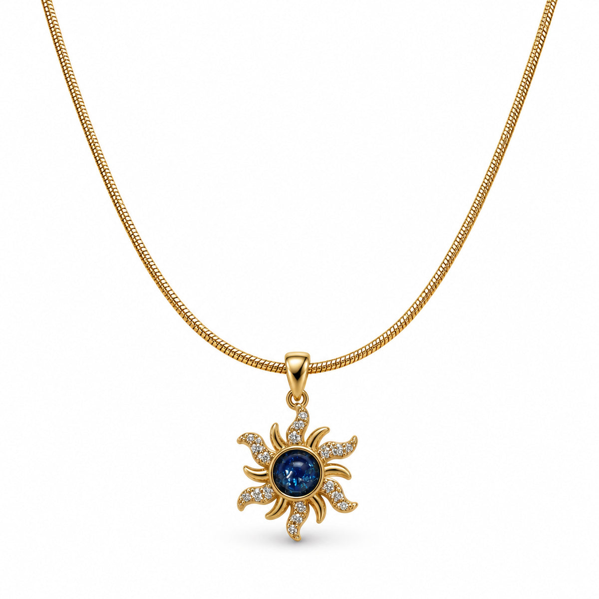 Midnight Blue Sun Pendant Necklace product view