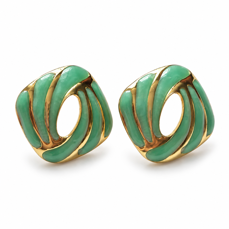 Mint Enamel Orbit Stud Earrings - Main