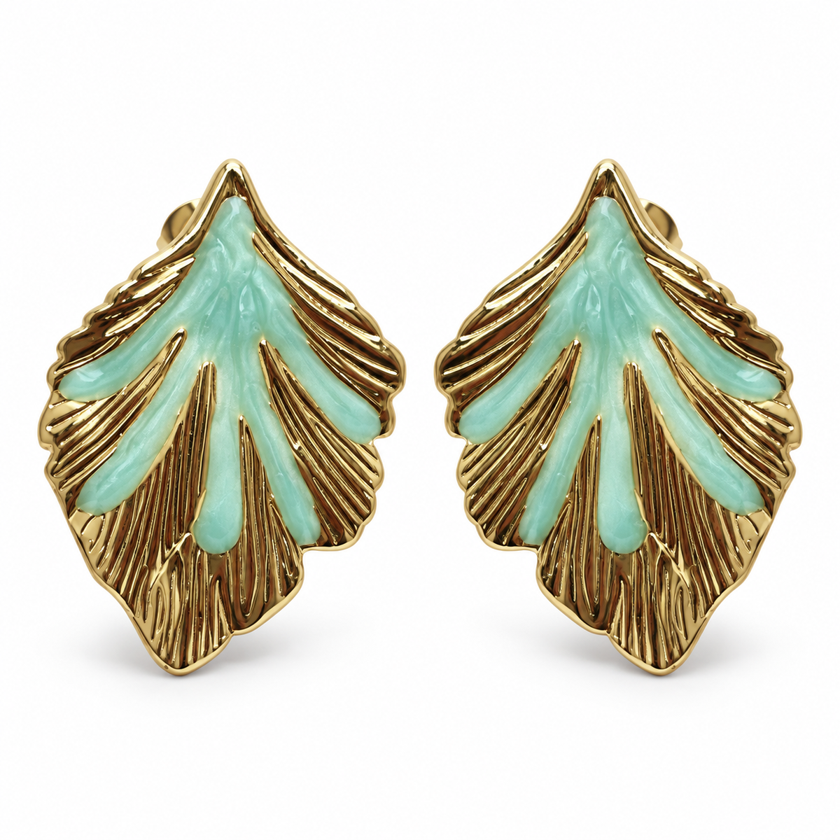 Mint Leaf Stud Earrings - Main