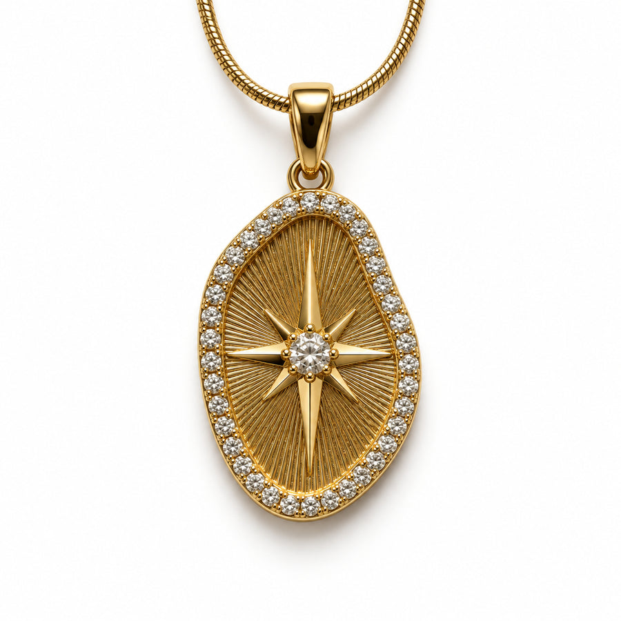 North Star Oval Medallion Necklace detail view