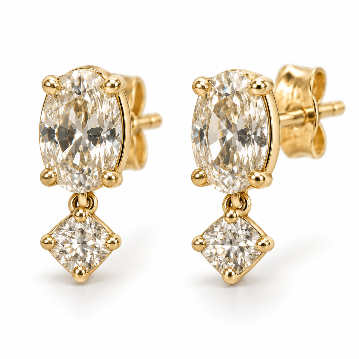 Oval Crystal Duo Drop Earrings detail view