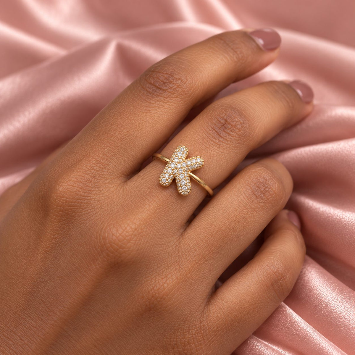 Pave K Initial Ring - Macro