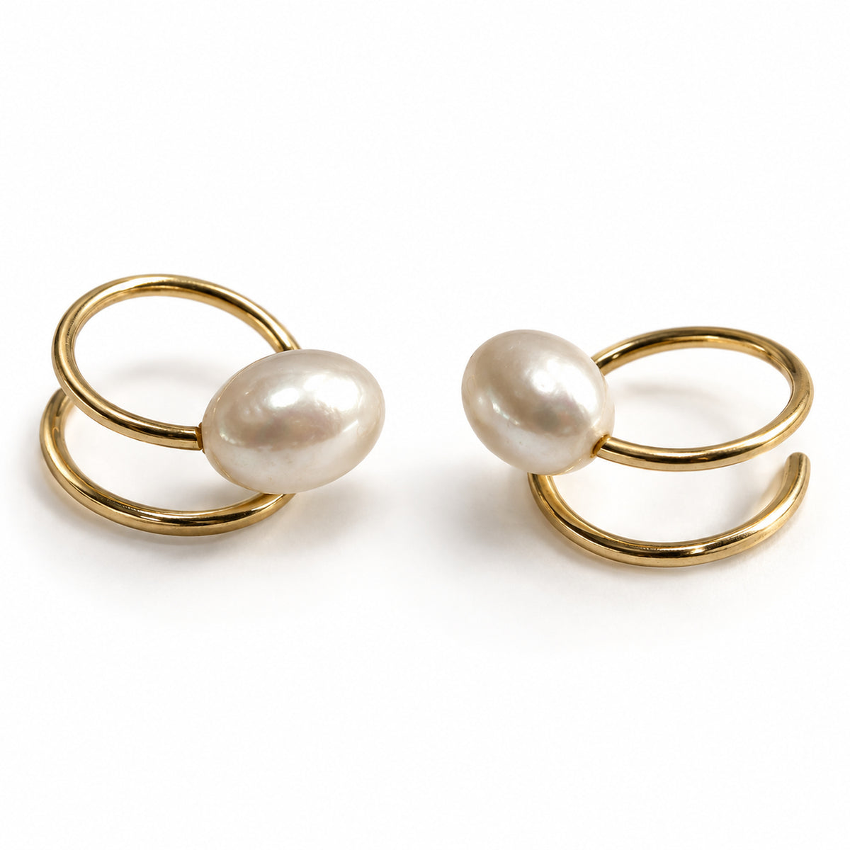 Pearl Orbit Stud Earrings