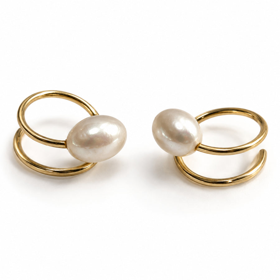 Pearl Orbit Stud Earrings
