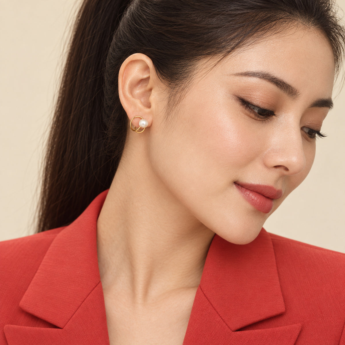 Pearl Orbit Stud Earrings
