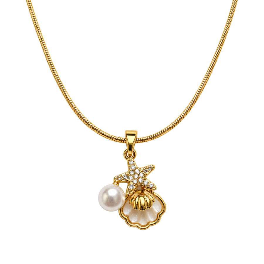Pearl Seashell Charm Necklace product view