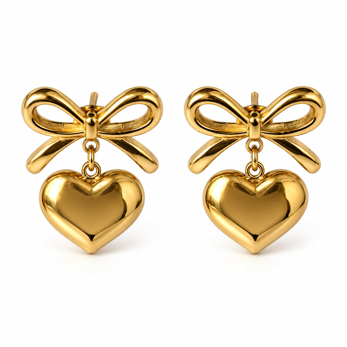 Bow Heart Drop Earrings