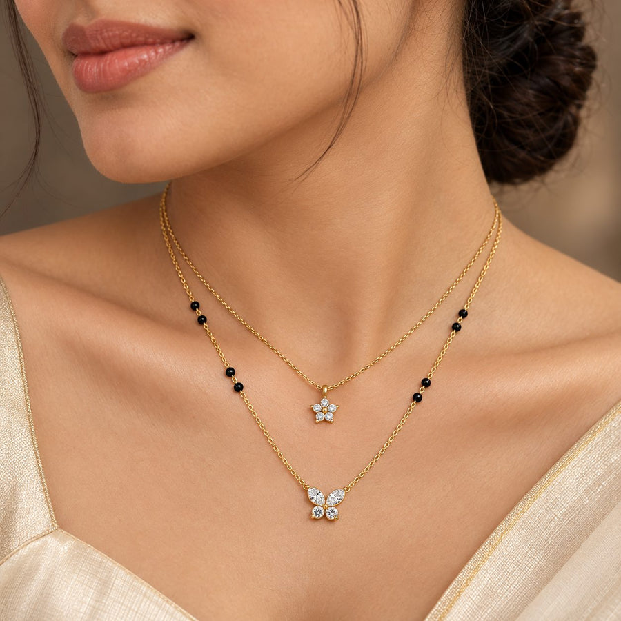 Petite Crystal Butterfly Mangalsutra - Stacking