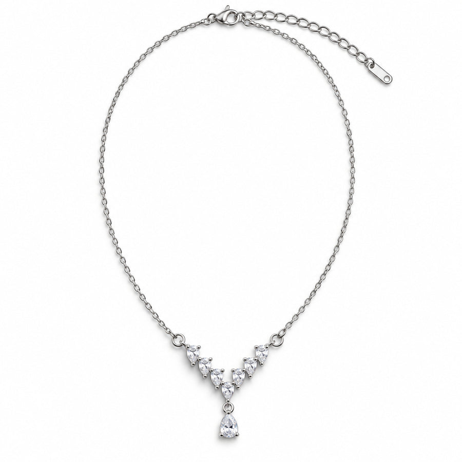 Crystal Cascade Teardrop Necklace