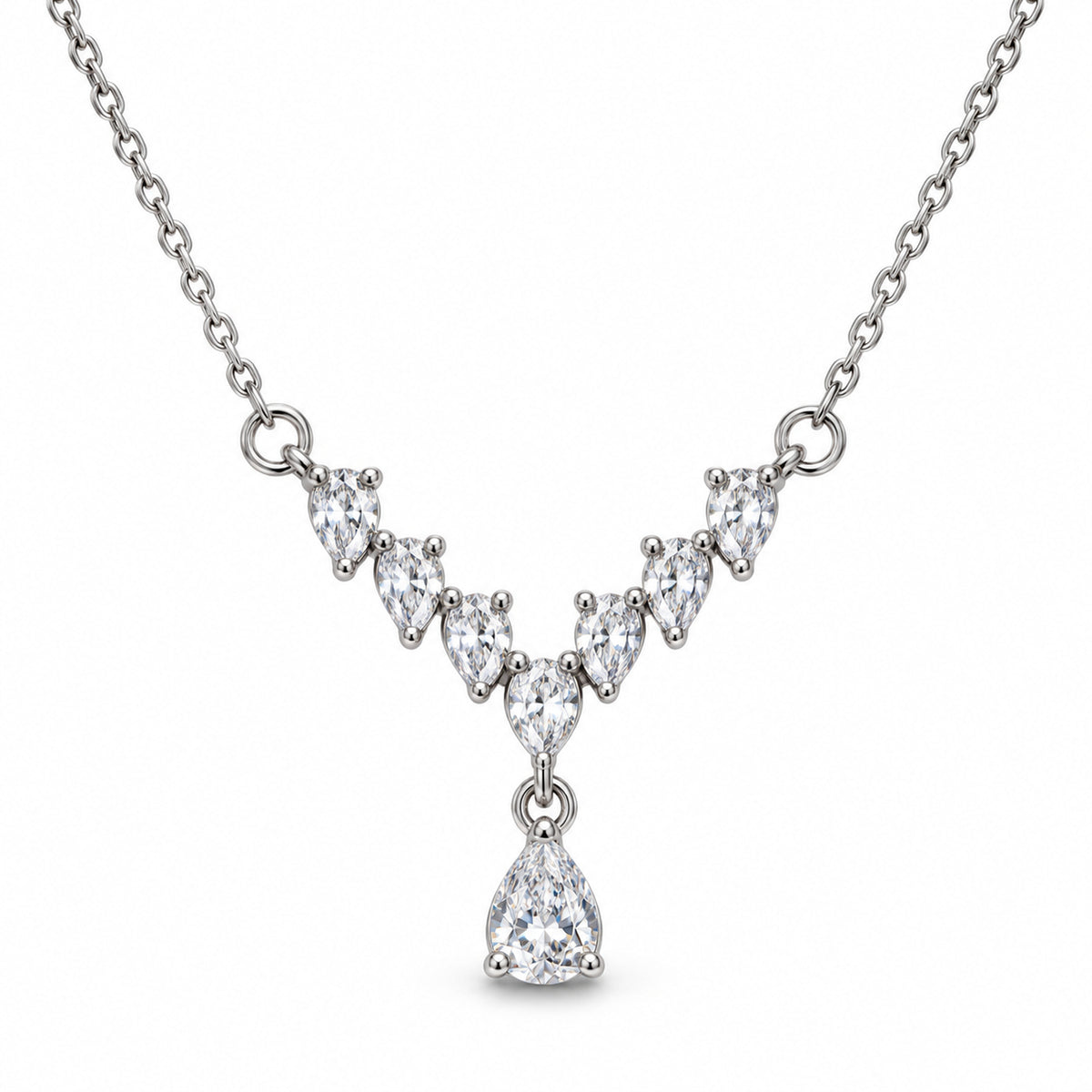 Crystal Cascade Teardrop Necklace