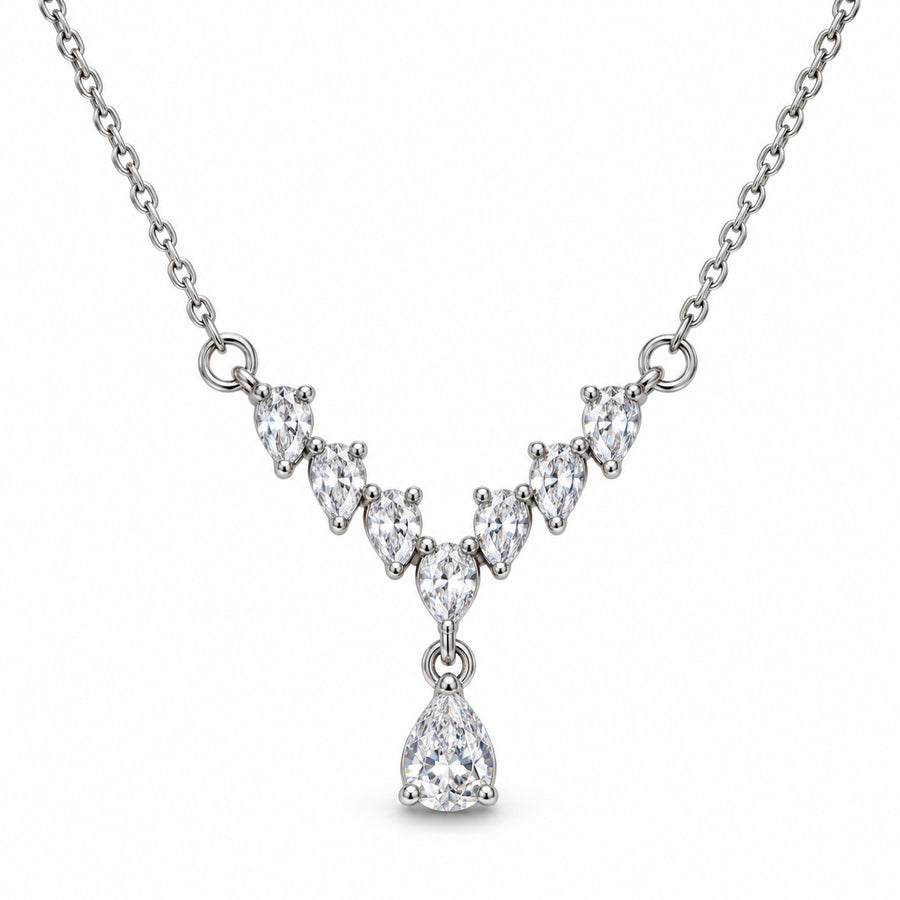 Crystal Cascade Teardrop Necklace