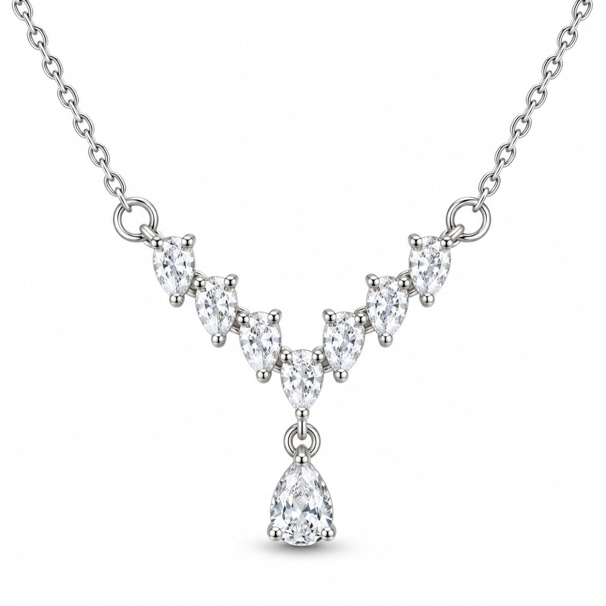 Crystal Cascade Teardrop Necklace