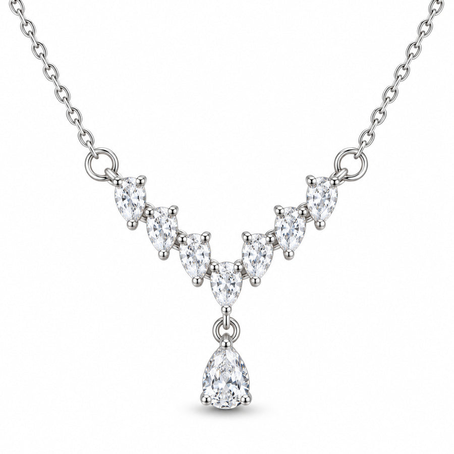 Crystal Cascade Teardrop Necklace