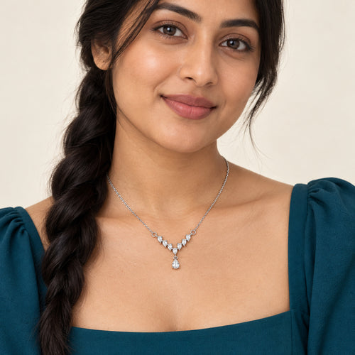 Crystal Cascade Teardrop Necklace