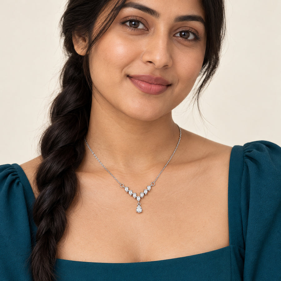 Crystal Cascade Teardrop Necklace