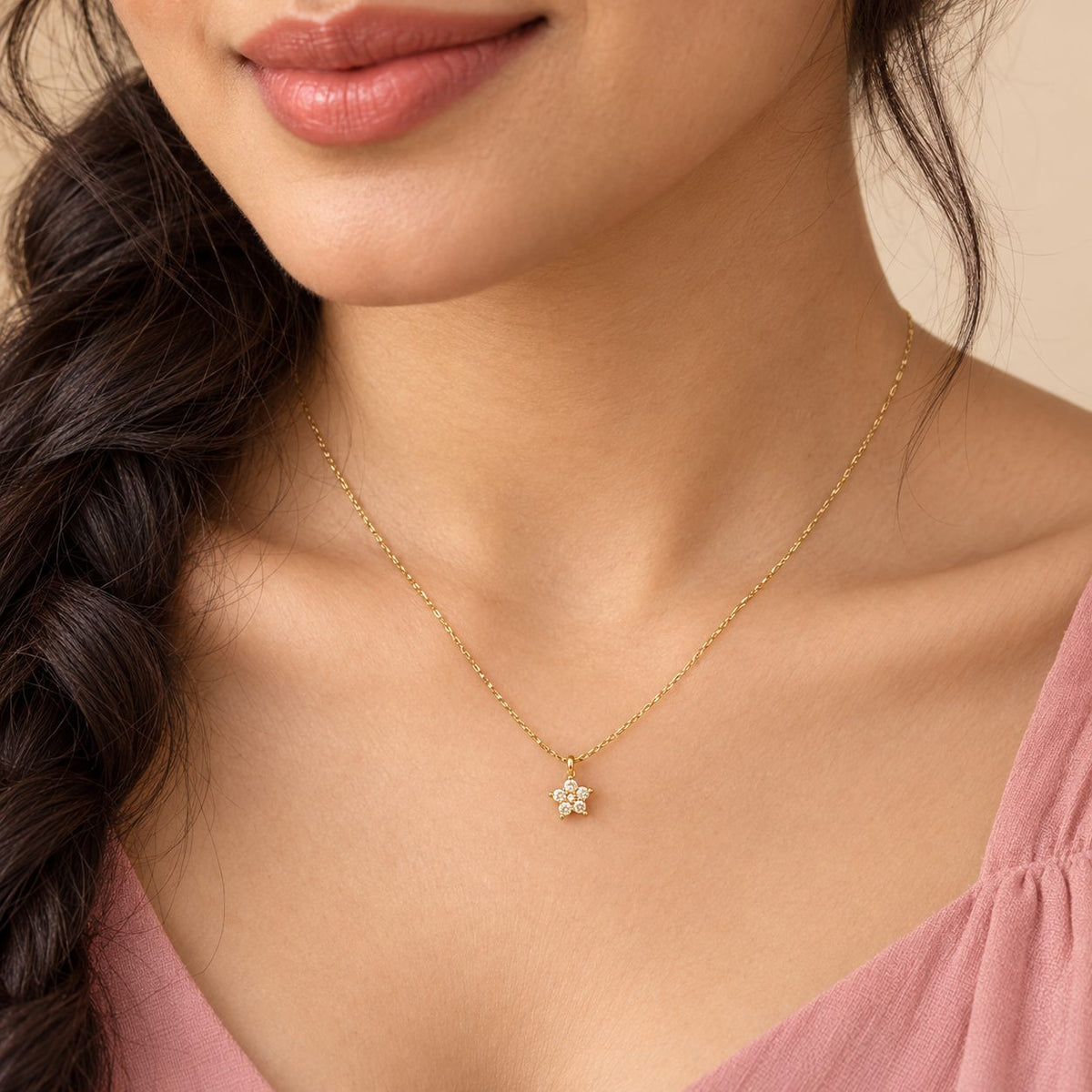 Petite Crystal Cluster Necklace - Model