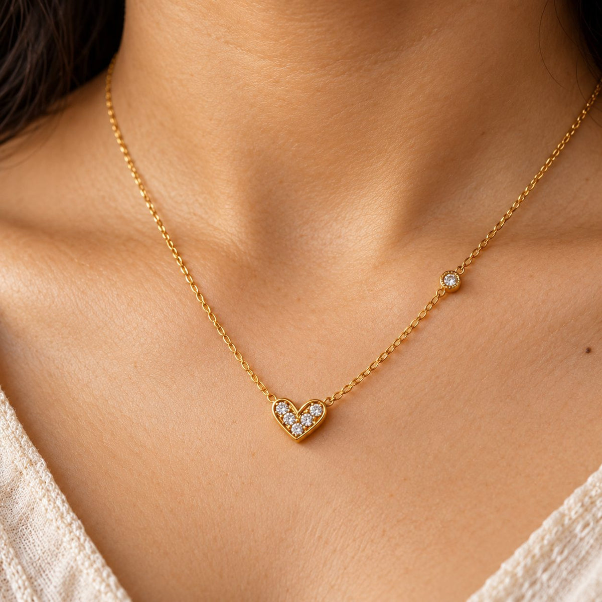 Petite Crystal Heart Necklace - Macro