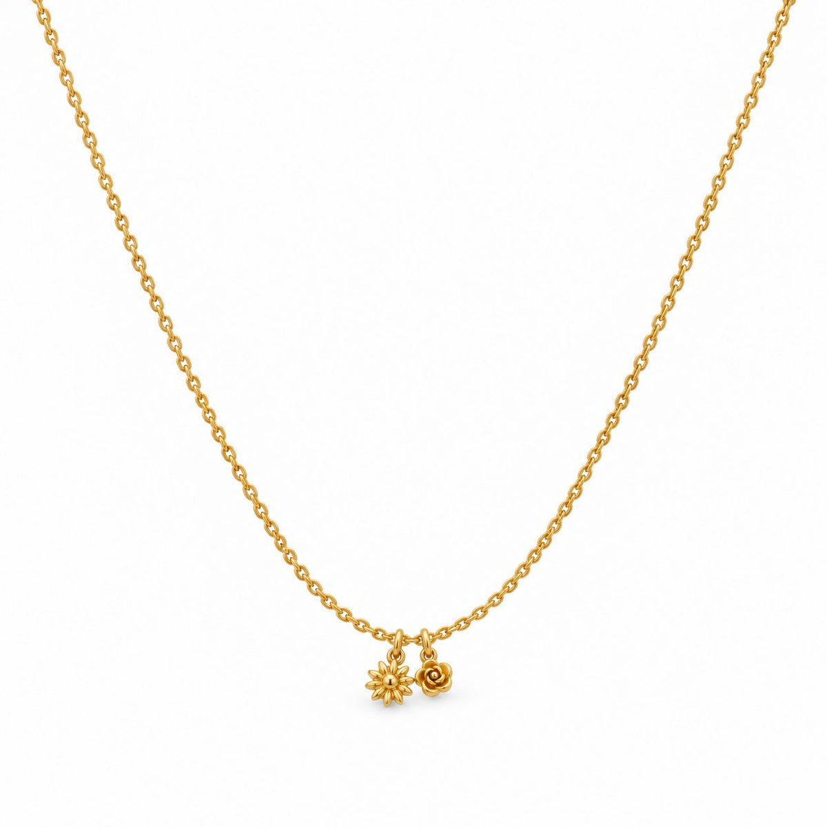 Petite Daisy and Rose Charm Necklace - Main