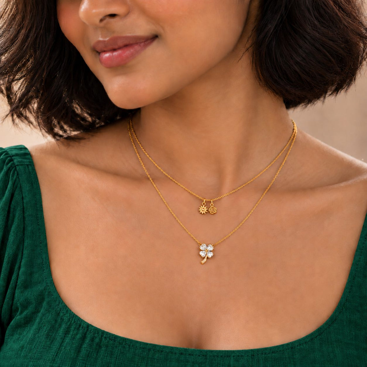 Petite Daisy and Rose Charm Necklace - Stacking